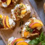 Peach Burrata Parmesan Crostini