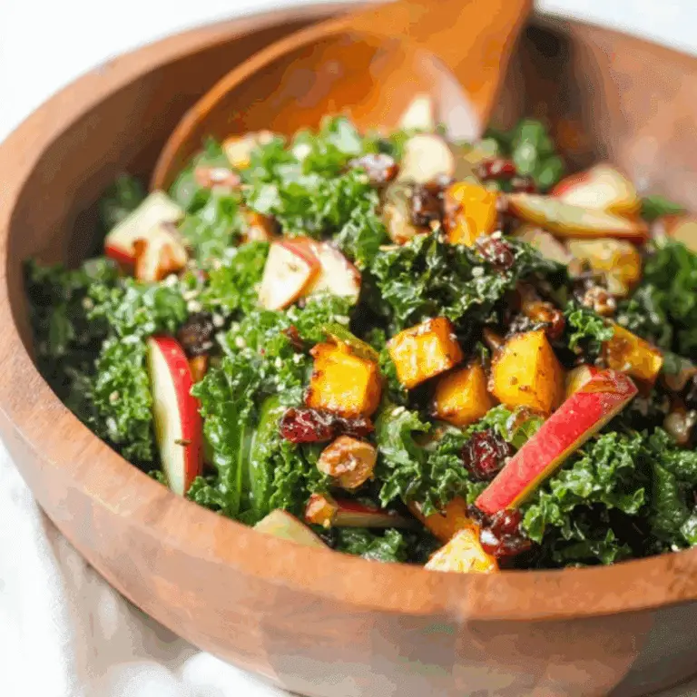 Autumn Kale Salad with Maple Balsamic Vinaigrette