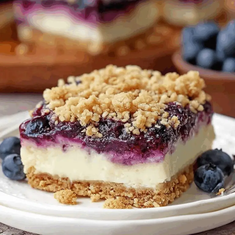 Blueberry Crisp Cheesecake Bars