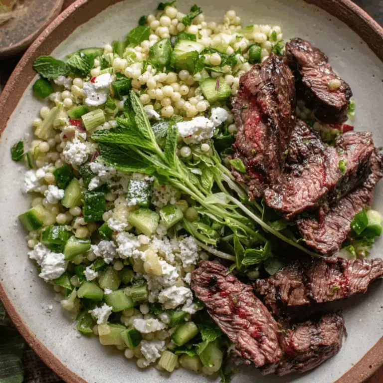 Grilled Skirt Steak with Lemon Herb Couscous Salad