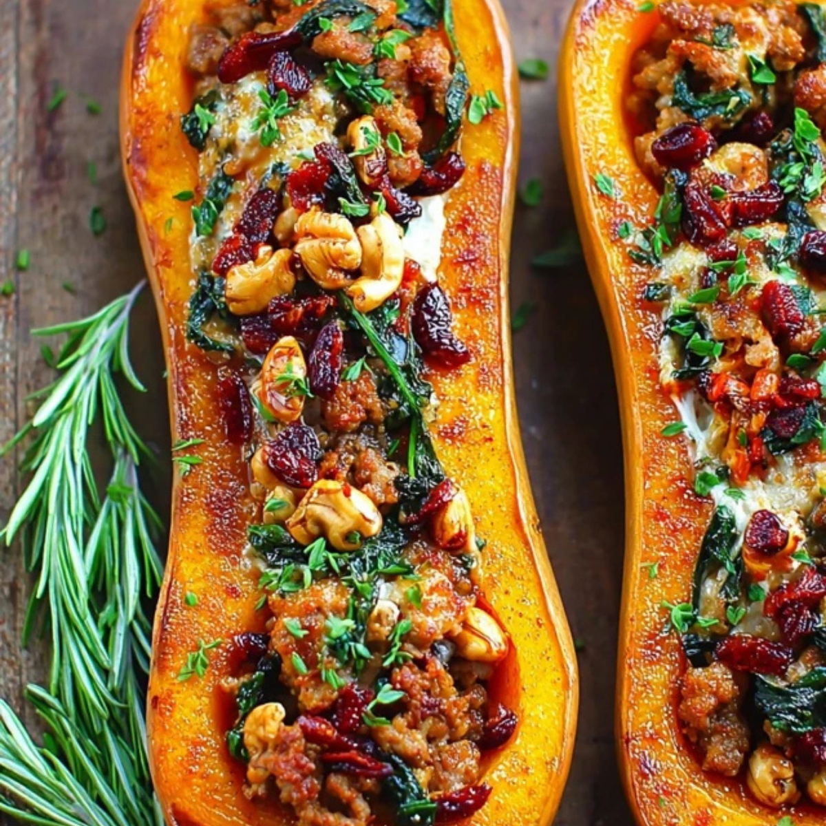 Sausage Stuffed Butternut Squash