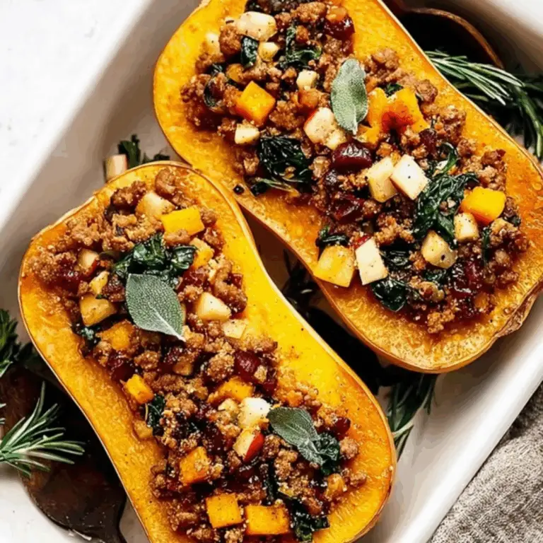 Apple Sausage Stuffed Butternut Squash