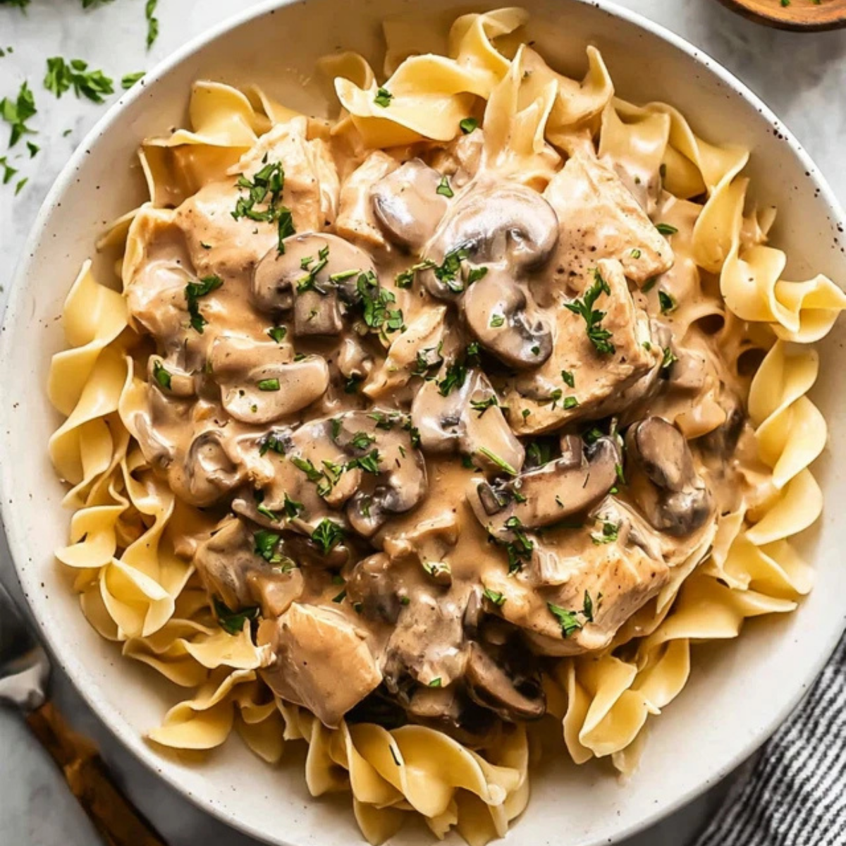 One Pan Chicken Stroganoff