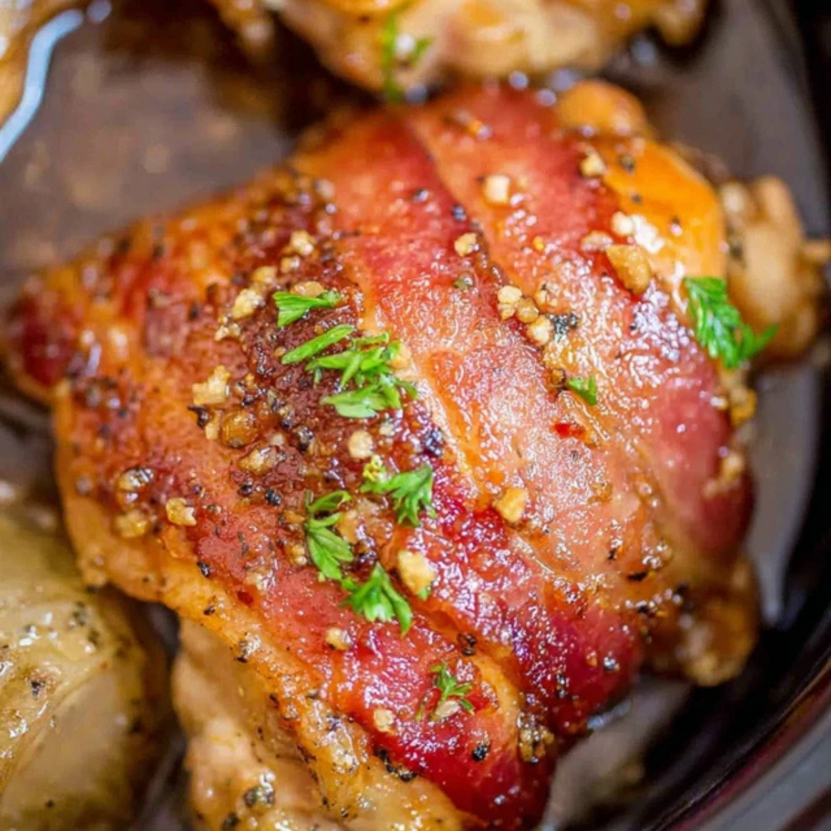 Slow Cooker Bacon Brown Sugar Garlic Chicken