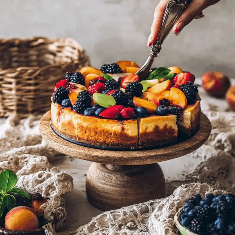 Summer Berry and Peach Cheesecake
