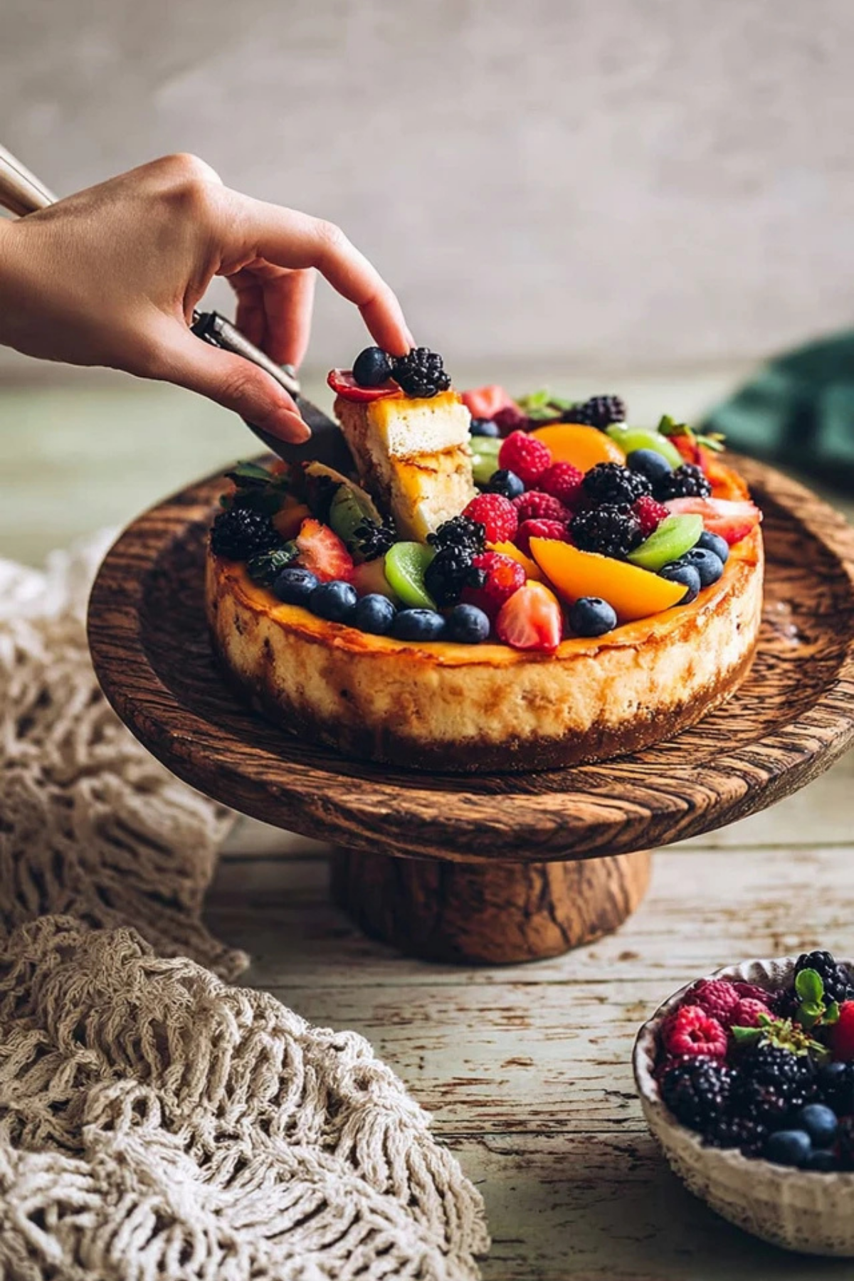 Summer Berry and Peach Cheesecake