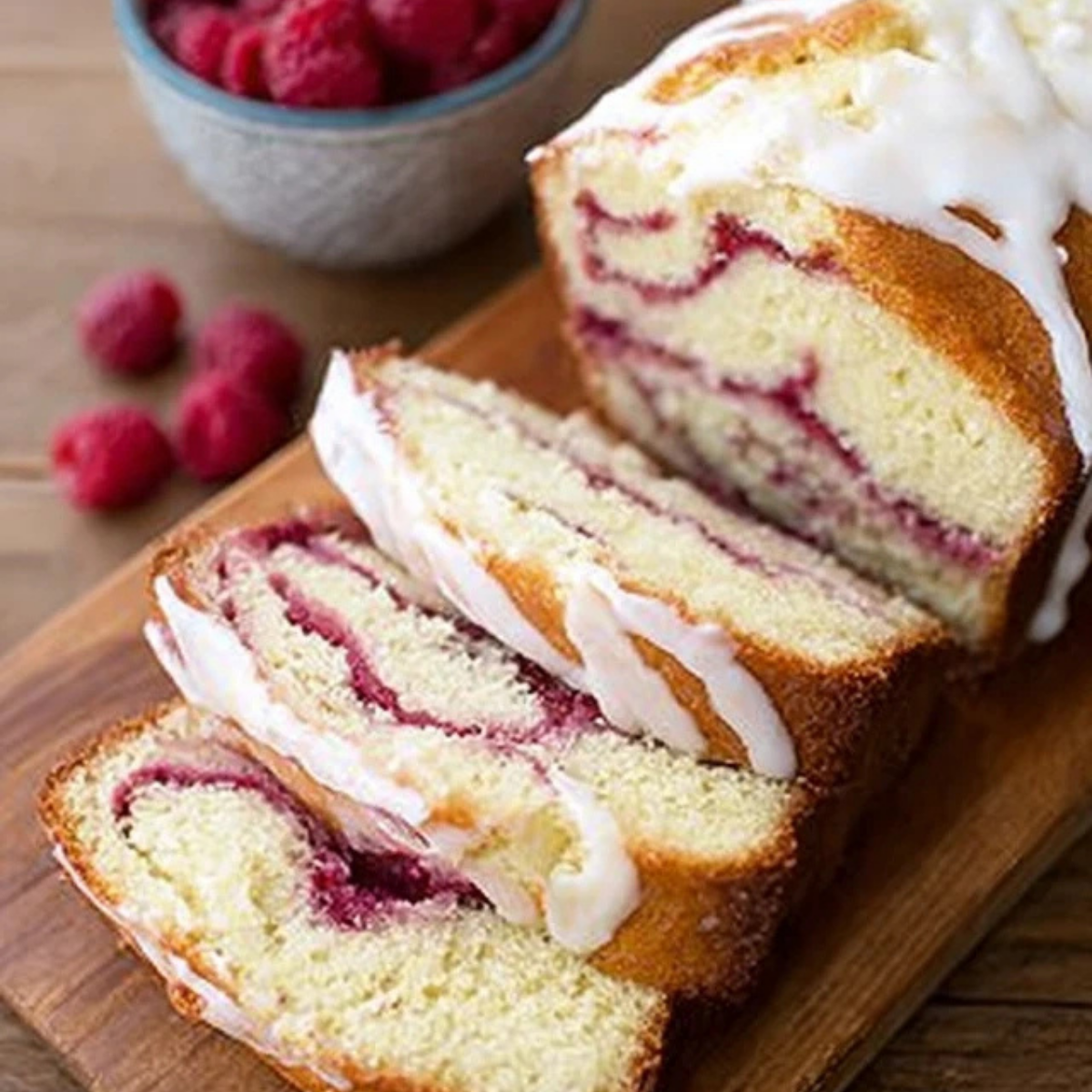 Yogurt Cake with Raspberry Swirl