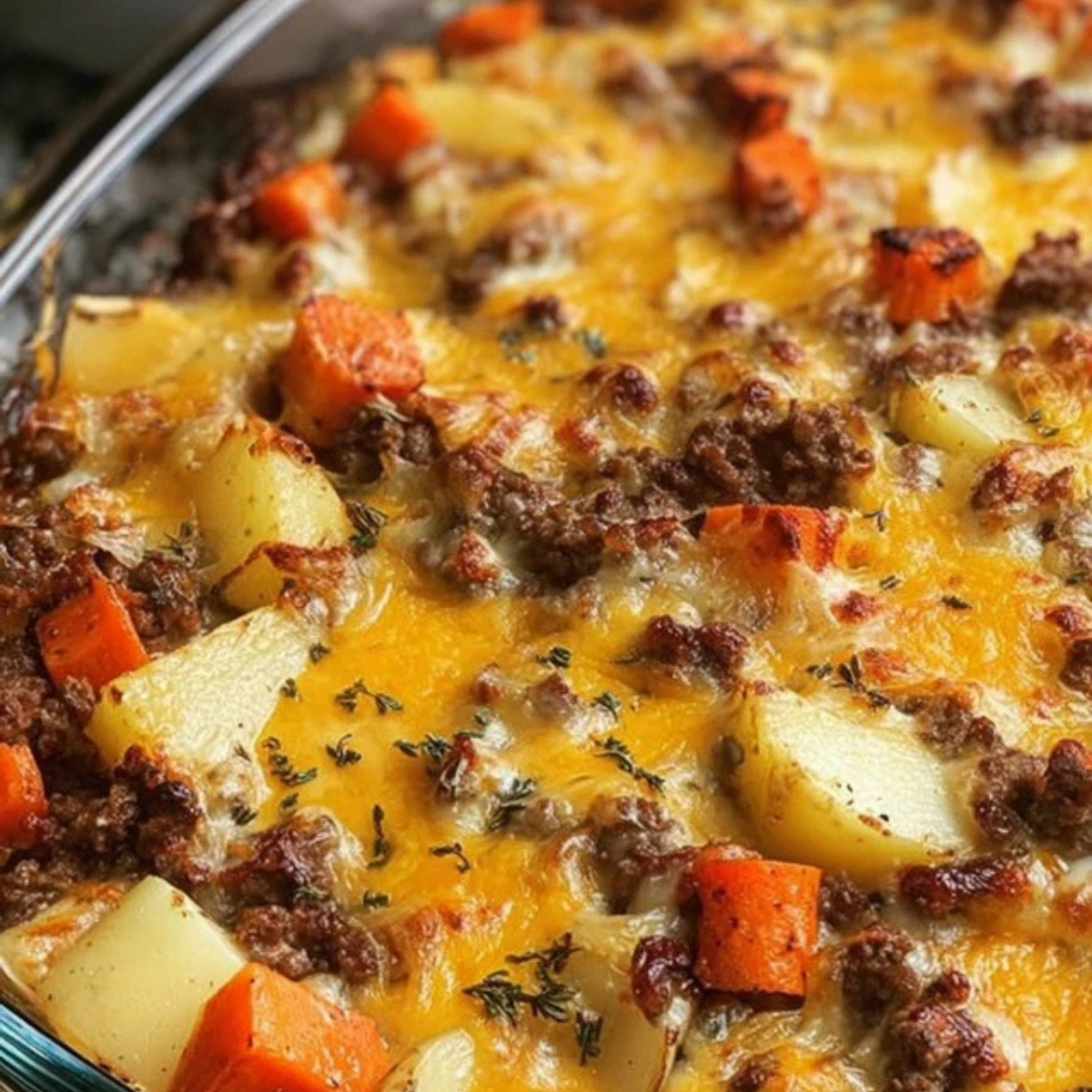 Amish Hamburger with Fall Veggies Bake
