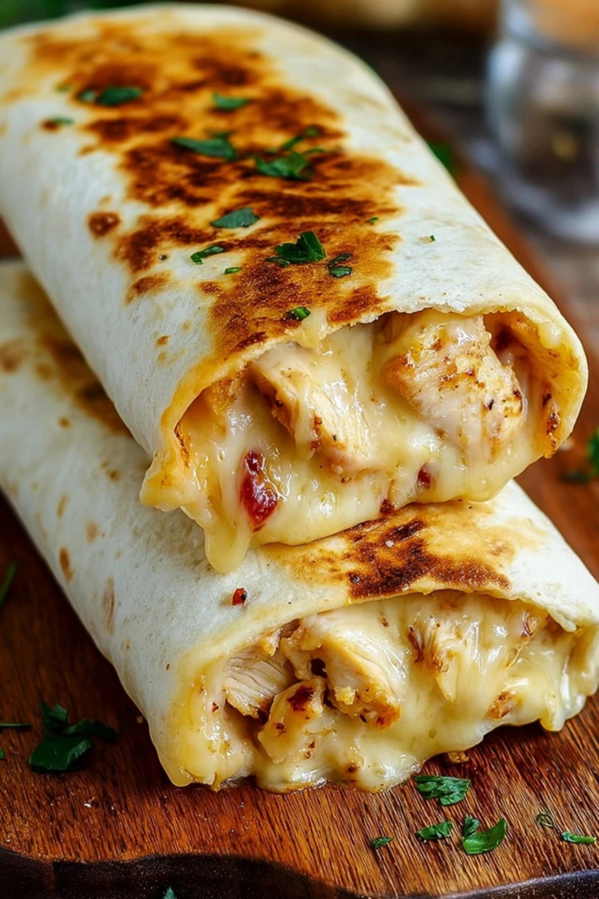 Cheesy Garlic Chicken Wraps