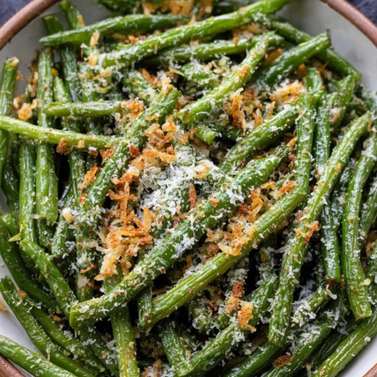 Crispy Garlic Parmesan Roasted Green Beans