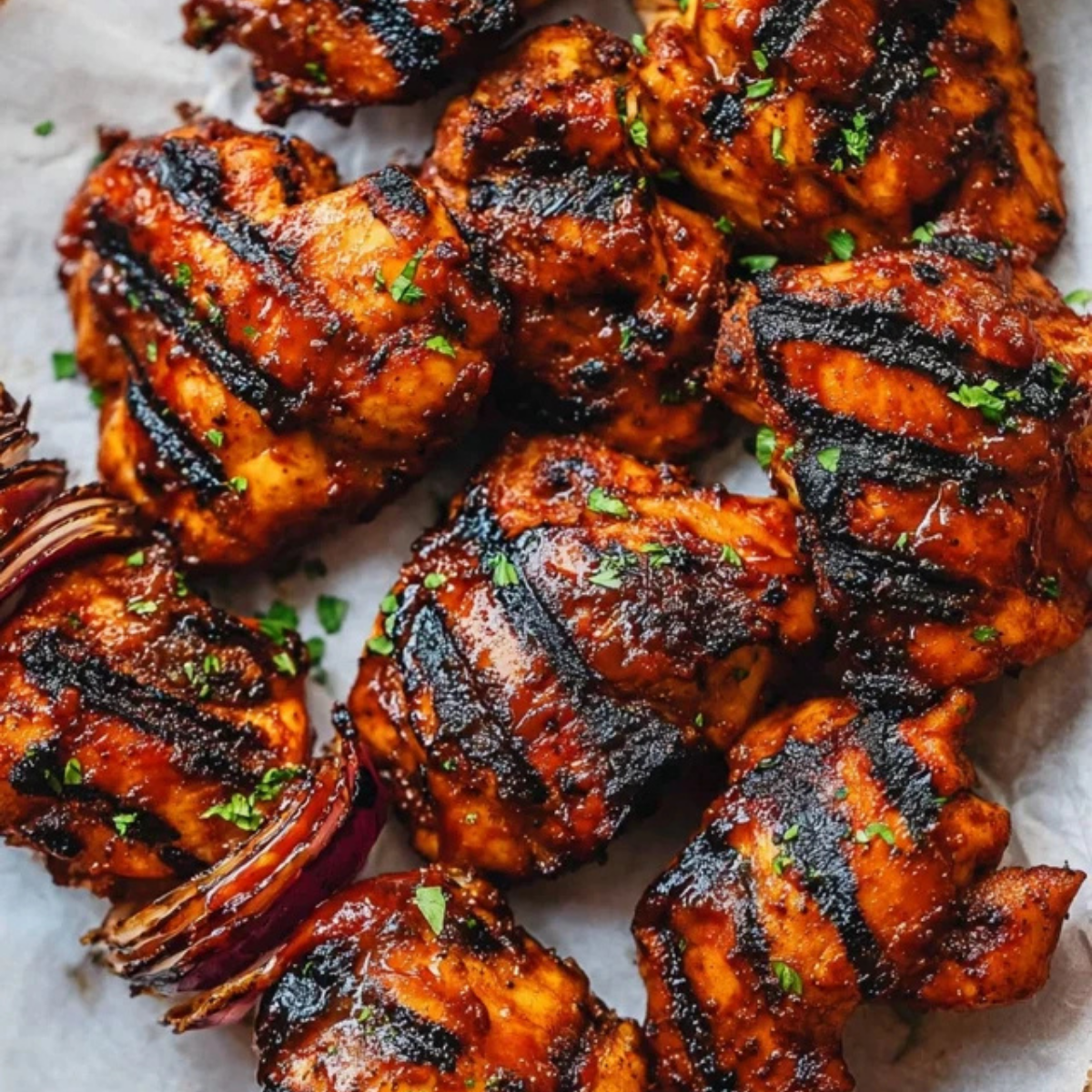 Grilled honey BBQ bacon chicken kabobs