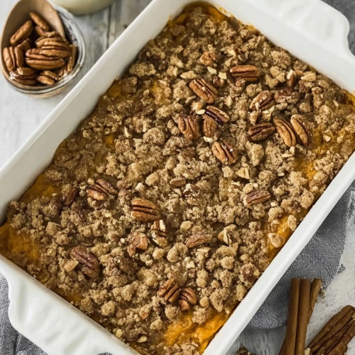 Old Fashioned Sweet Potato Casserole With Pecan Topping