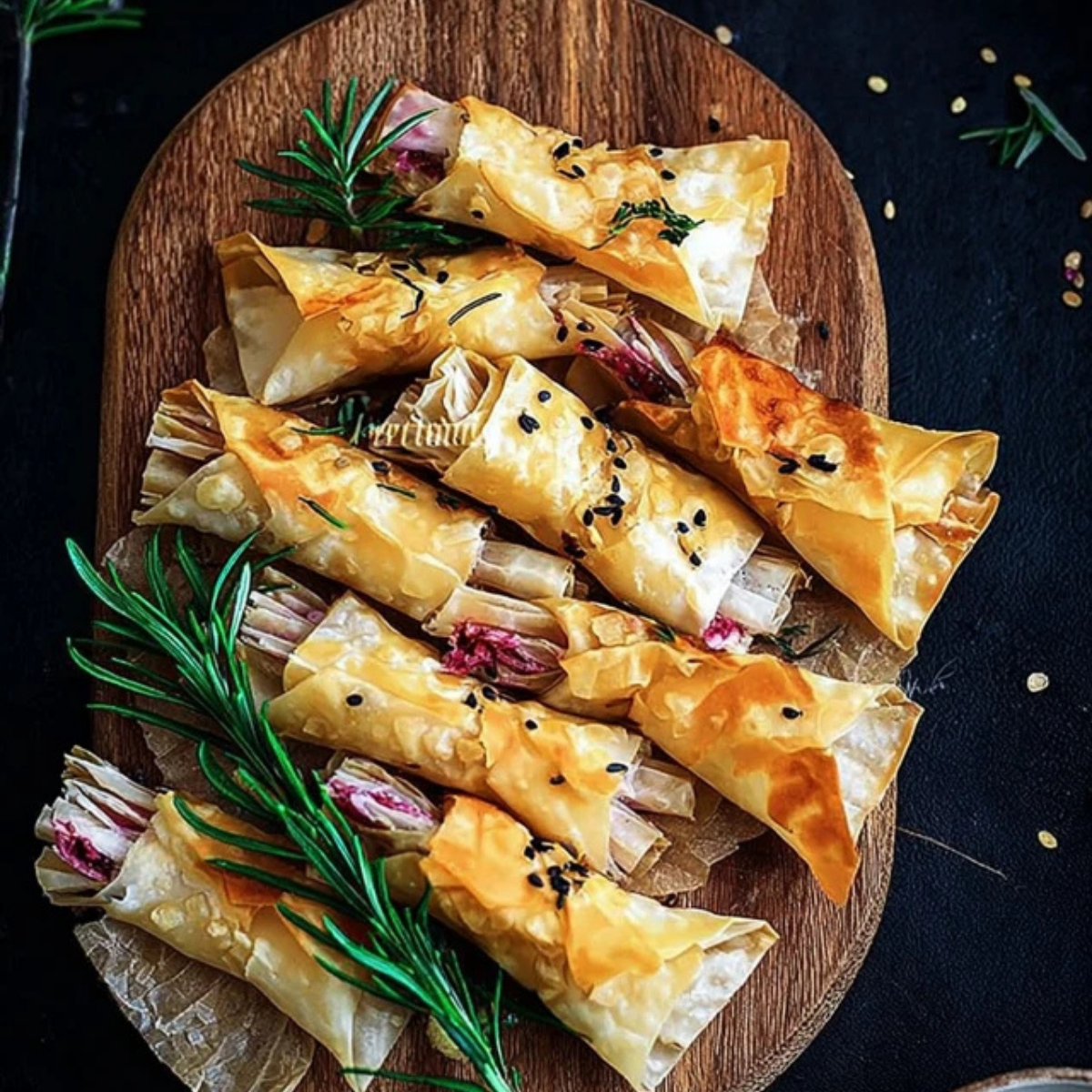 Cranberry and Brie Filo Crackers