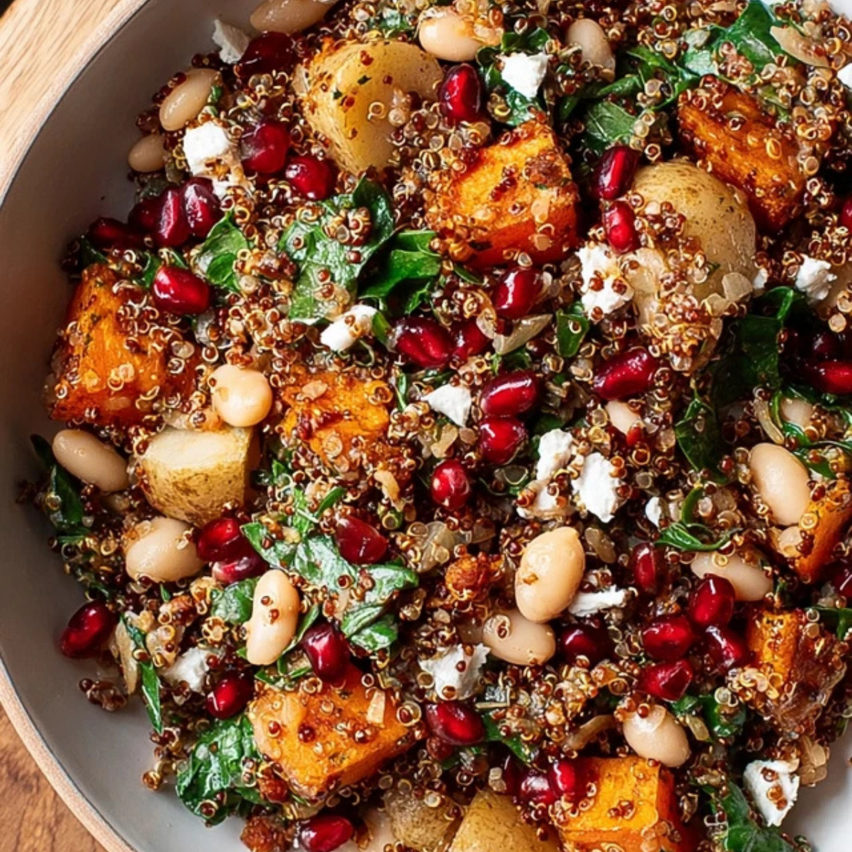 Potato White Bean Salad with Crispy Quinoa