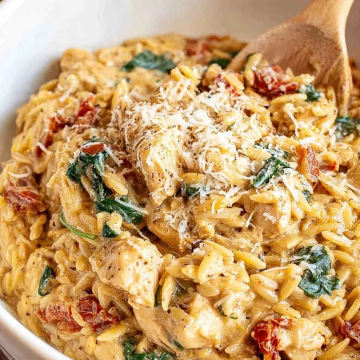 Slow Cooker Creamy Tuscan Chicken Orzo