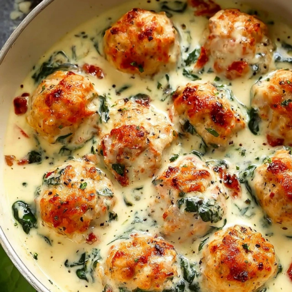 Cooking With Ricotta Baked Chicken Ricotta Meatballs with Spinach Alfredo Sauce - What To Cook