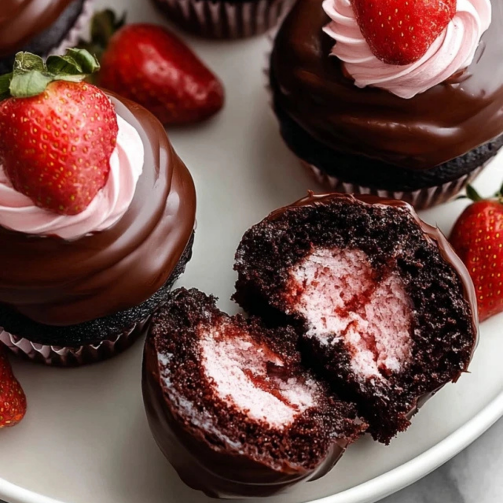 Chocolate Covered Strawberry Cupcakes - What To Cook