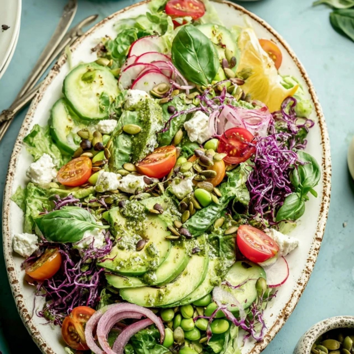 Green Salad with Basil Lemon Vinaigrette