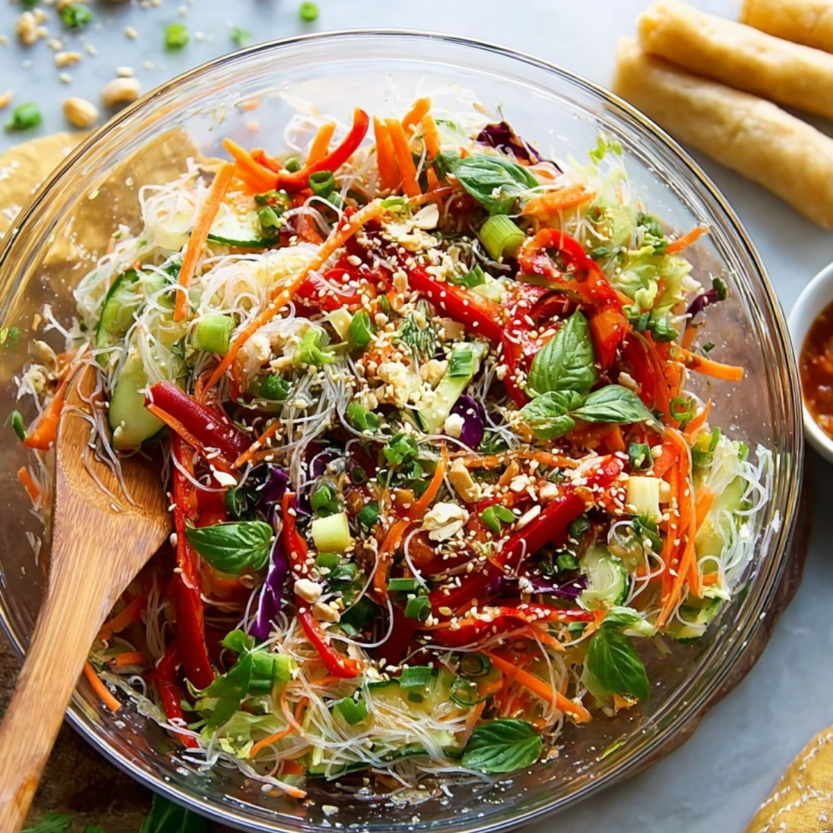 Spring Roll Salad with Spicy Ginger Dressing