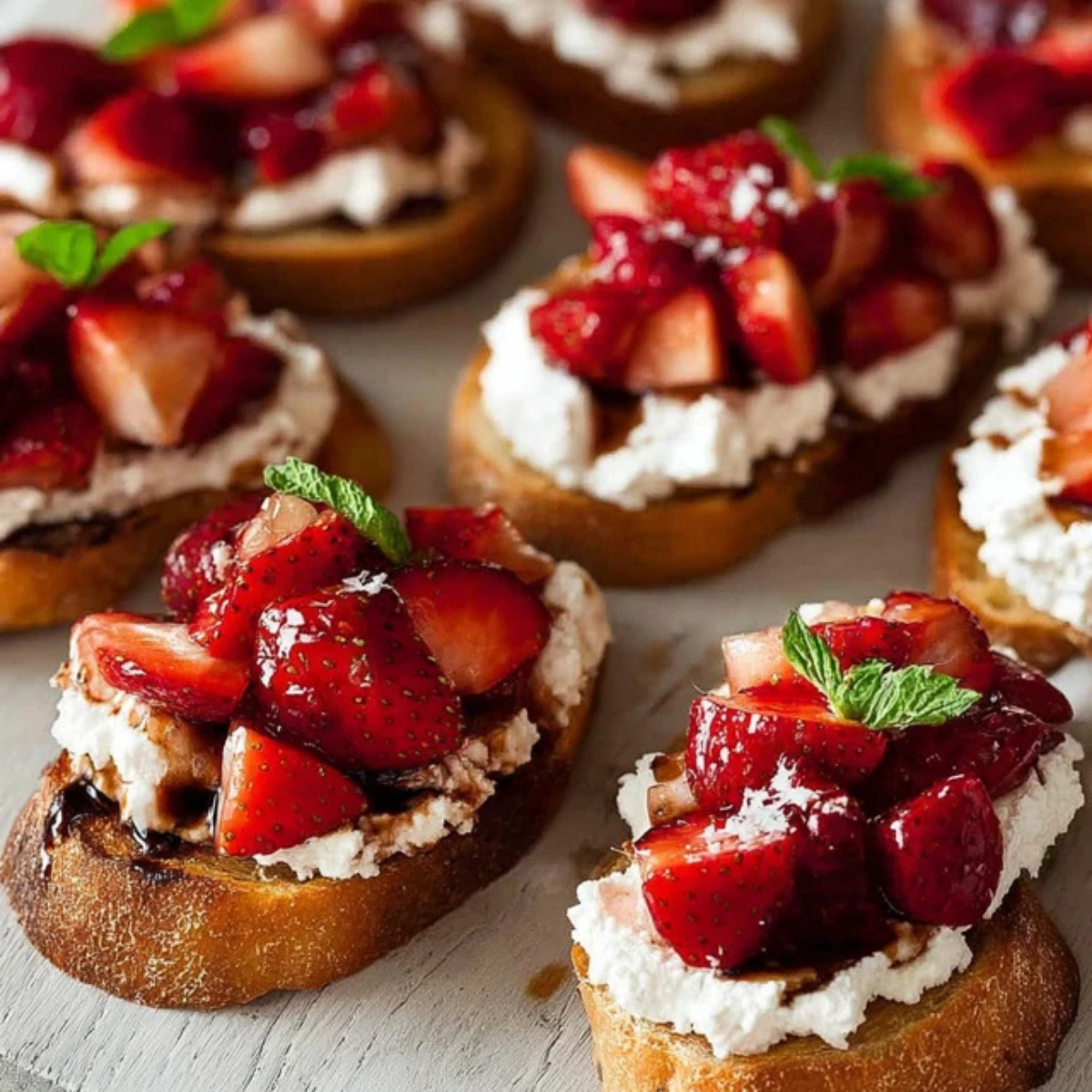 Crostini with Balsamic Strawberries and Ricotta