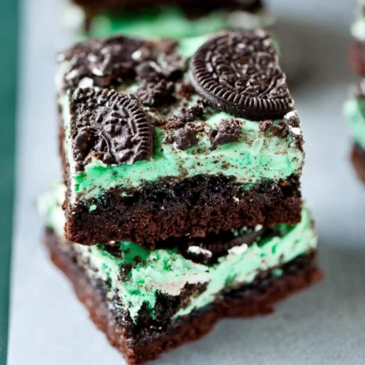 Triple Layer Fudgy Mint Oreo Brownies