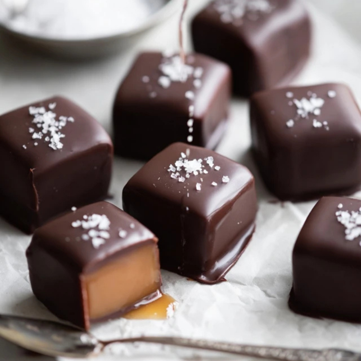 chocolate covered caramels with sea salt