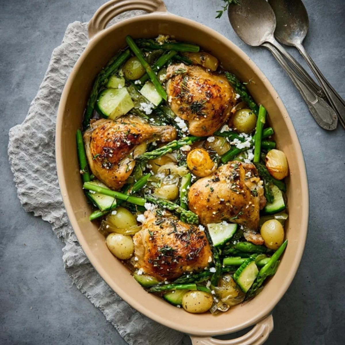 Herb Roasted Chicken With Spring Veggies