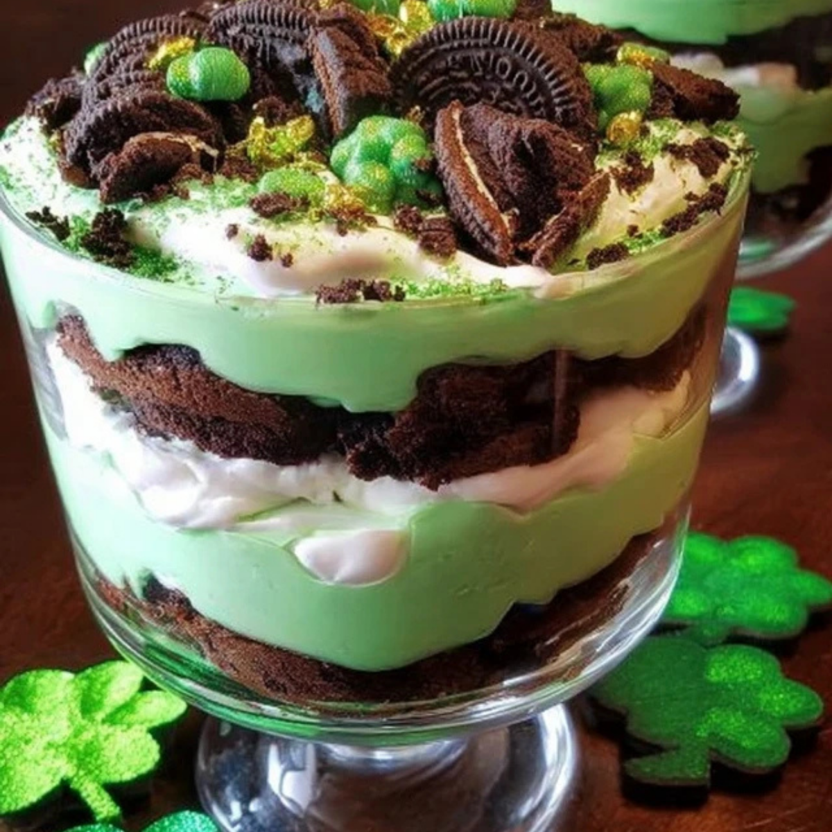 St Patrick’s Day Brownie Trifle