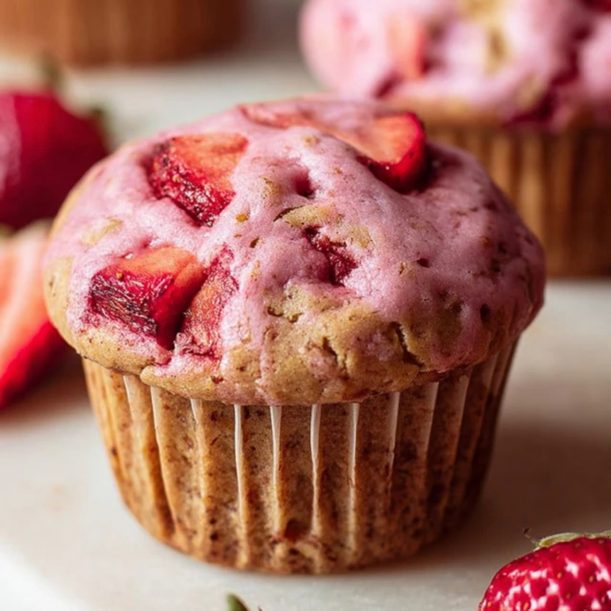 Easy Vegan Double Strawberry Muffins - What To Cook