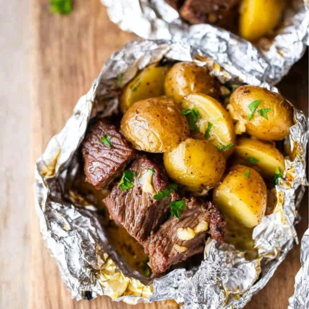 Garlic Butter Steak and Potato Foil Packets