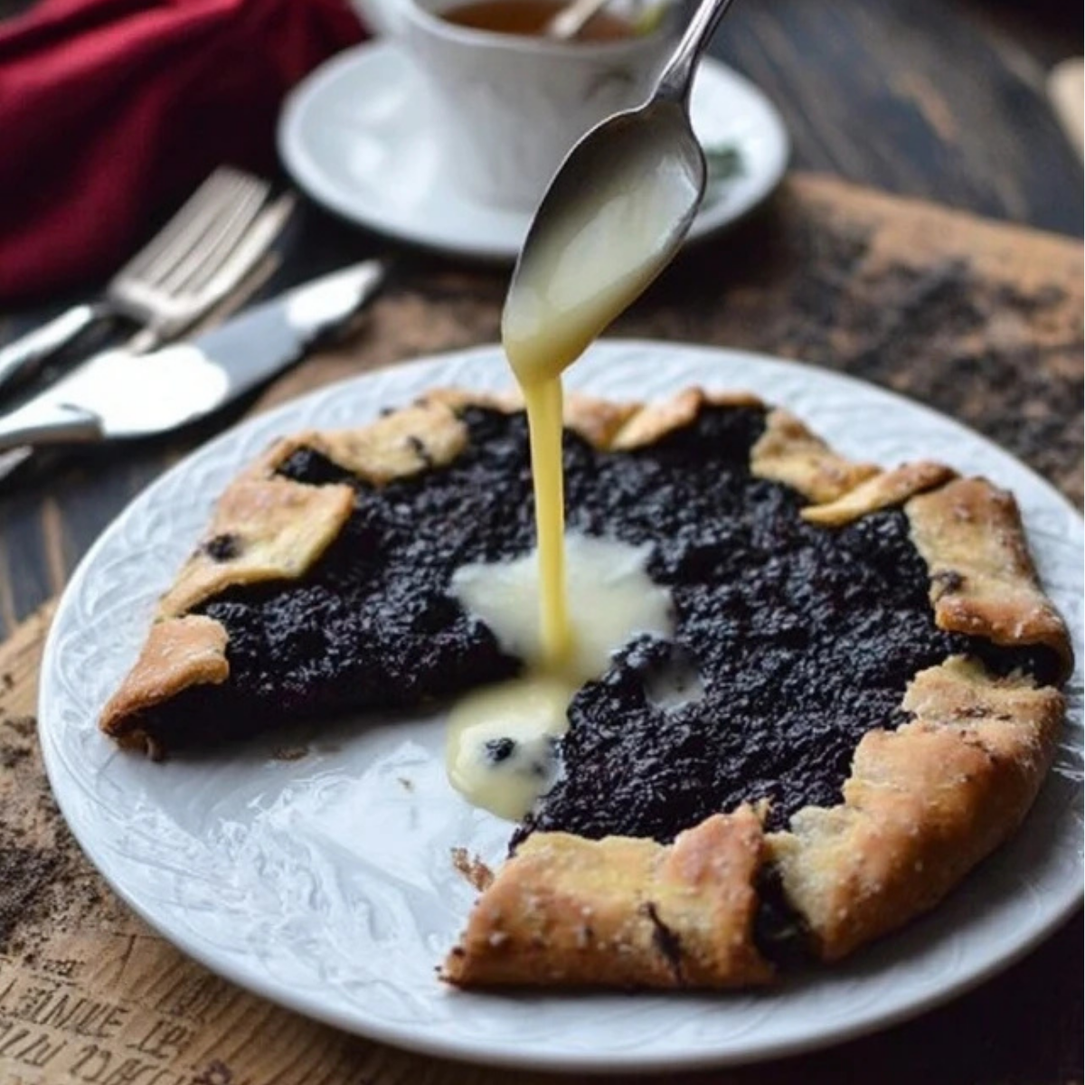 Mulberry Galette with Vanilla Sauce