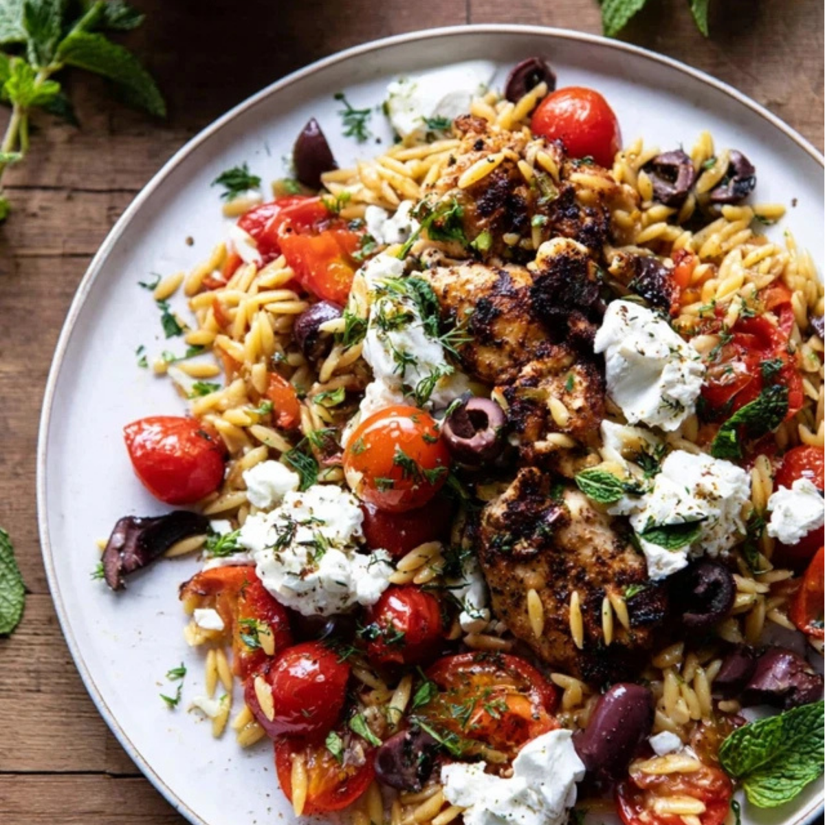 One Skillet Greek Chicken and Orzo