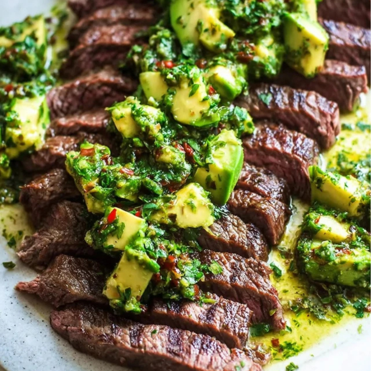 Skirt Steak with Avocado Chimichurri