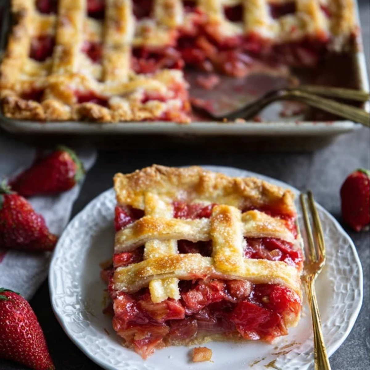 Strawberry Rhubarb Slab Pie