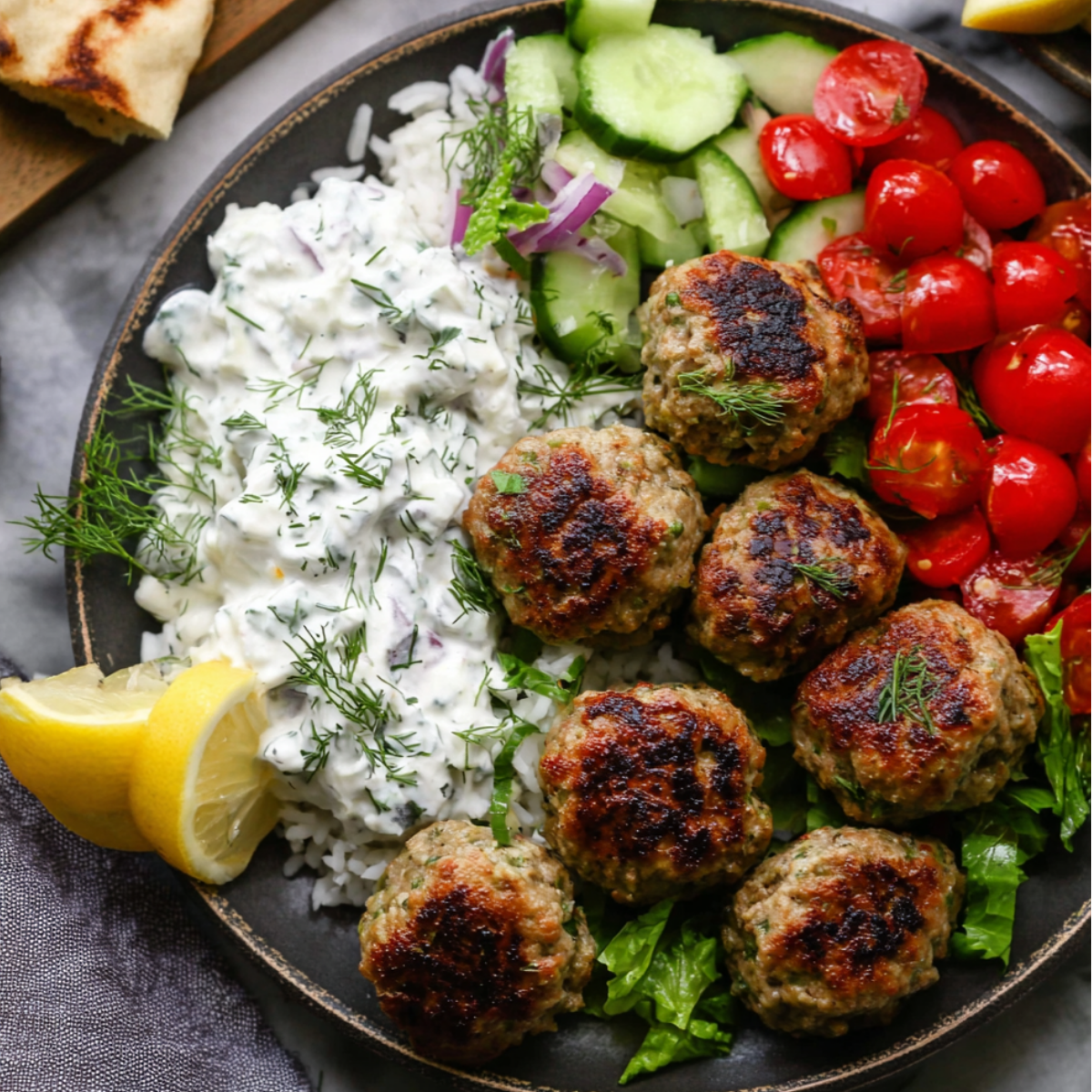 Greek Turkey Meatballs with Tzatziki Sauce