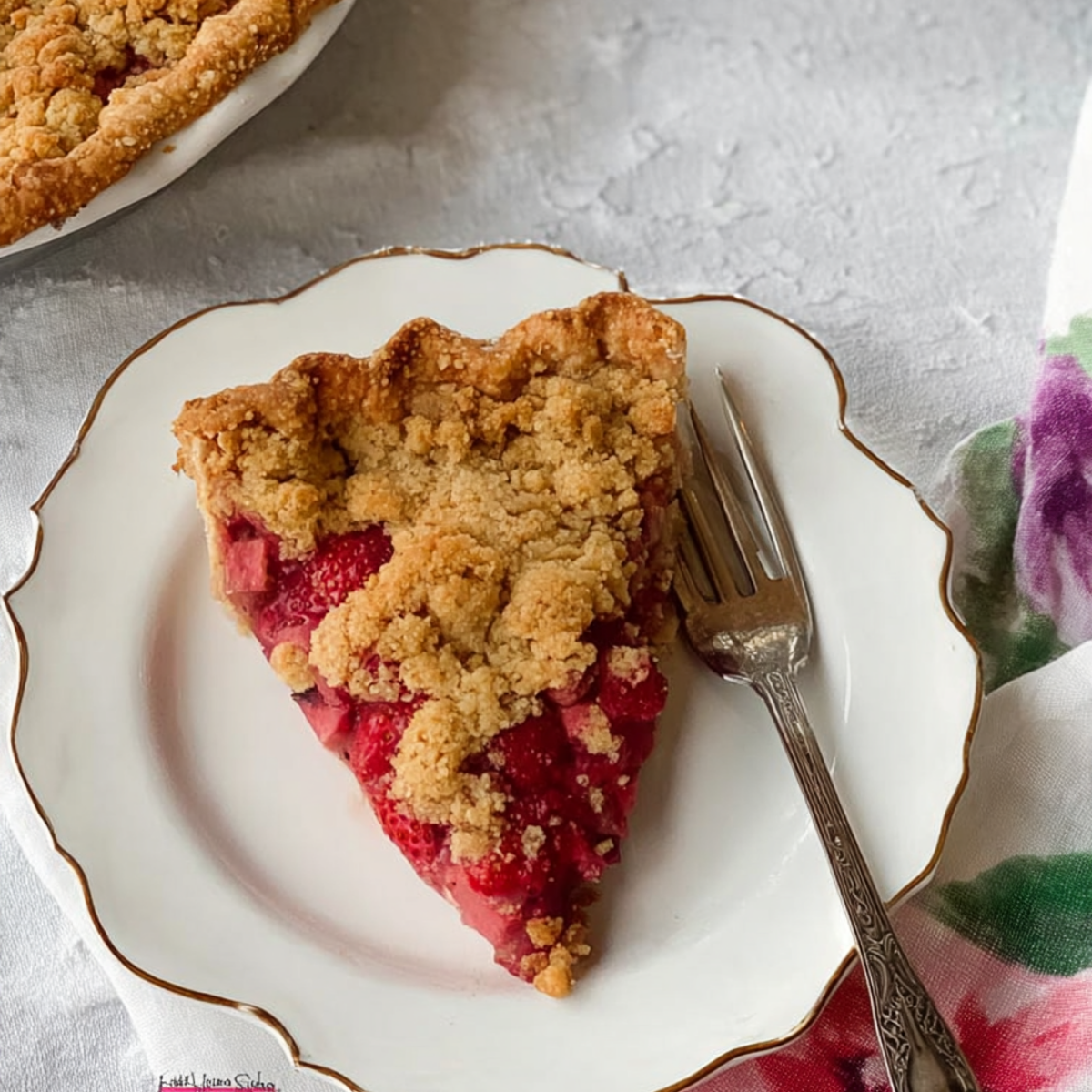 Strawberry Rhubarb Pie with Crumb Topping
