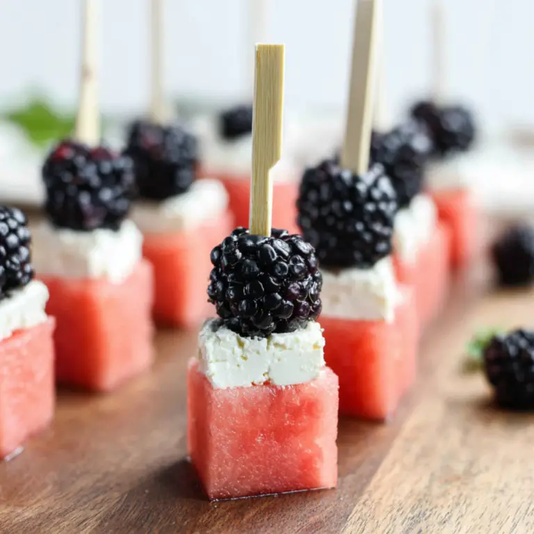 Watermelon Feta Blackberry Skewers